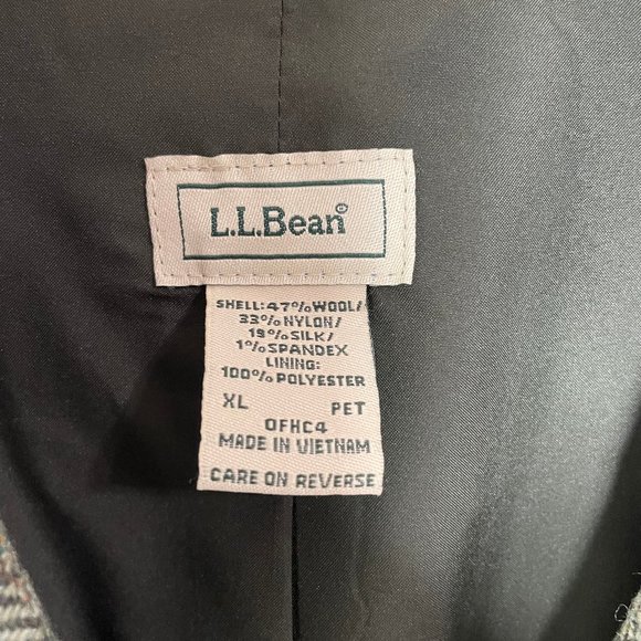 Vintage LL Bean Women's Petite XL Wool Blend Tweed Herringbone Blazer Green - Picture 2 of 14